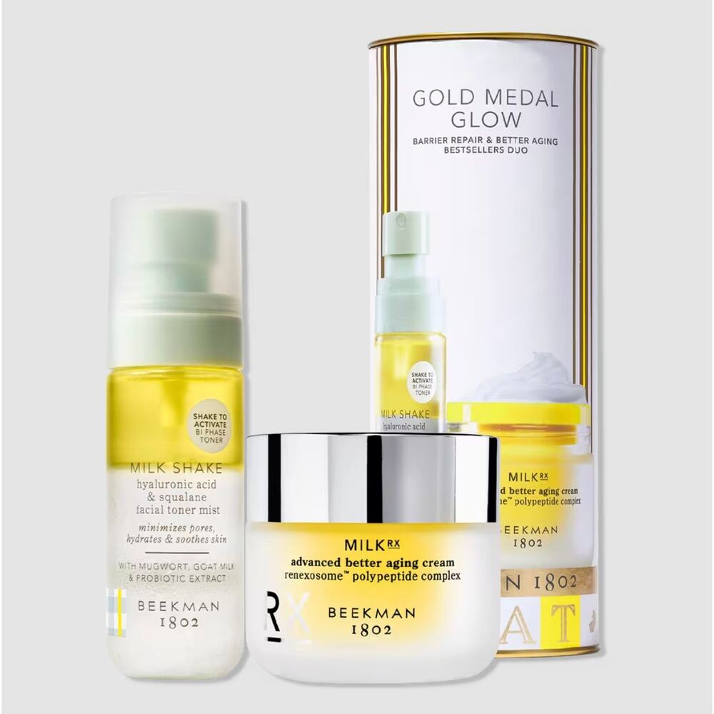 Beekman 1802 Gold Medal Glow Gift Set NEW Skincare kit Face Cream, Toner